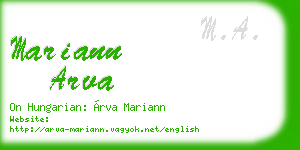 mariann arva business card